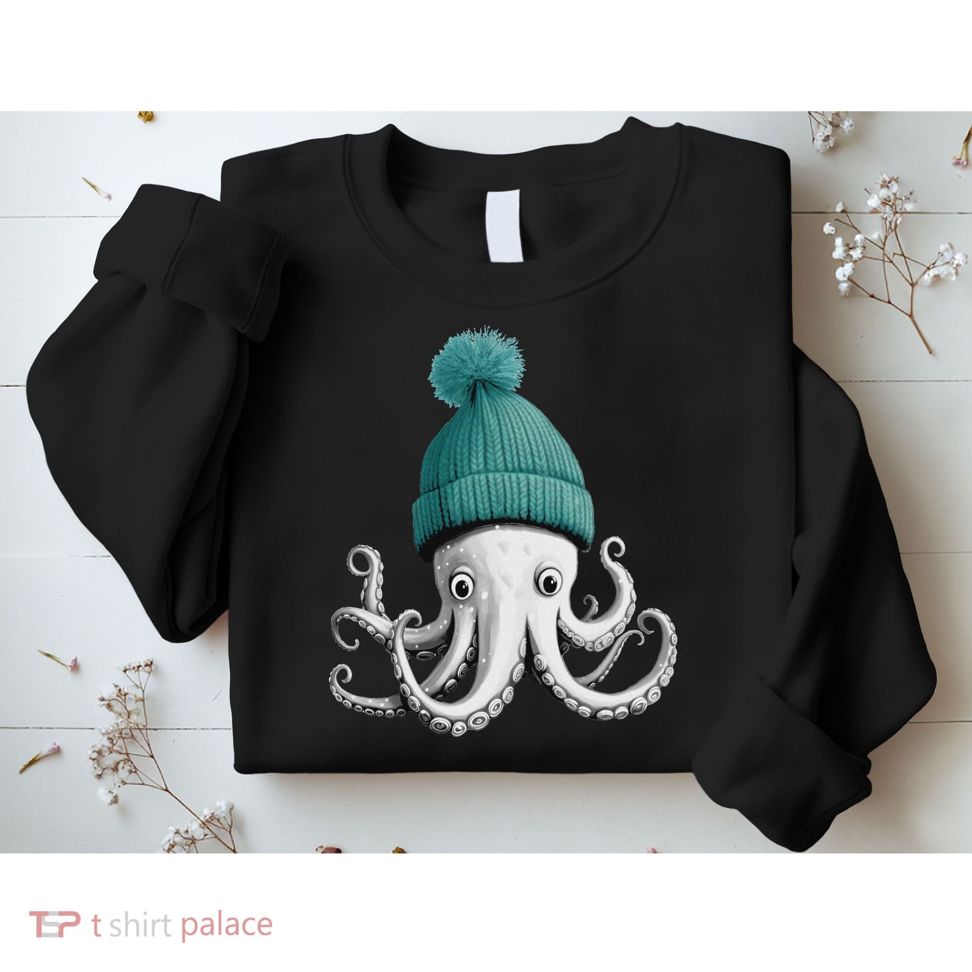 Cephalopod Octopus Lover Chilling In A Cap Novelty Sweatshirt