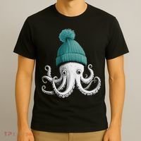 Cephalopod Octopus Lover Chilling In A Cap Novelty T-Shirt thumb 3