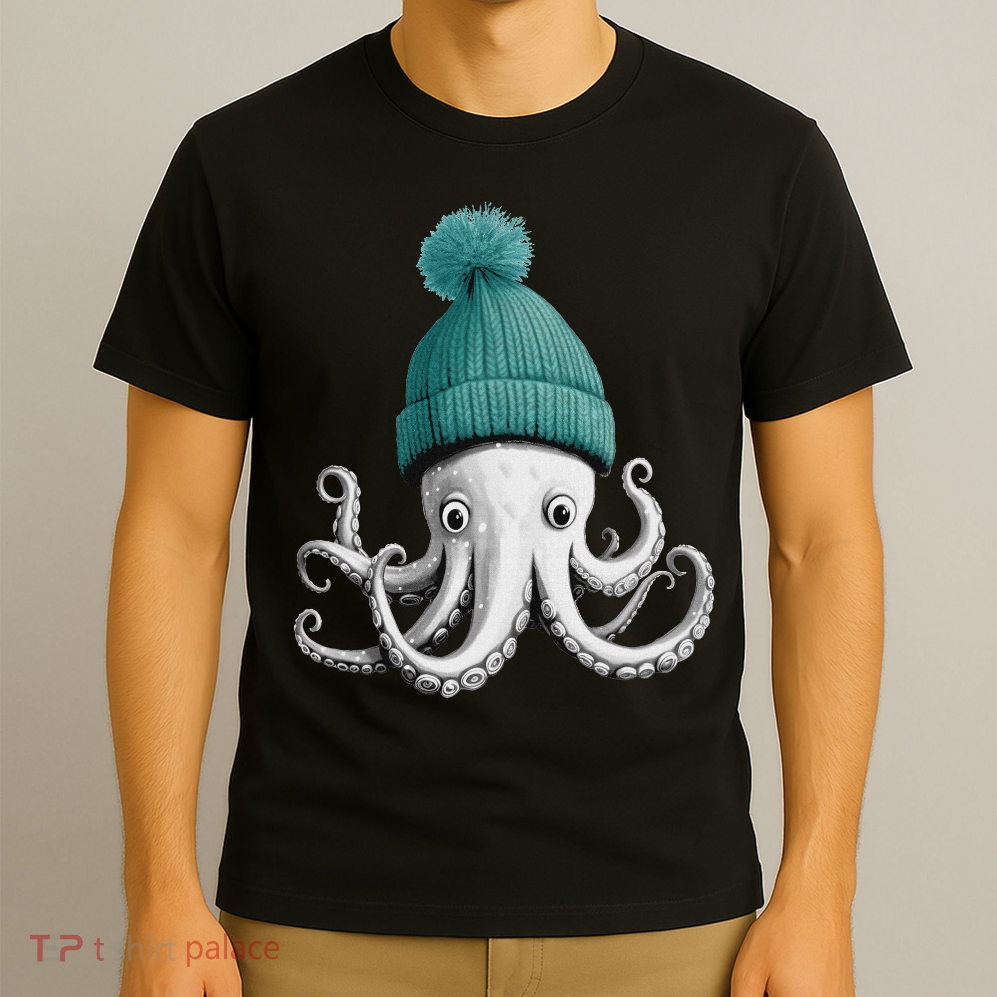 Cephalopod Octopus Lover Chilling In A Cap Novelty T-Shirt