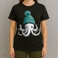 Cephalopod Octopus Lover Chilling In A Cap Novelty T-Shirt thumb 4
