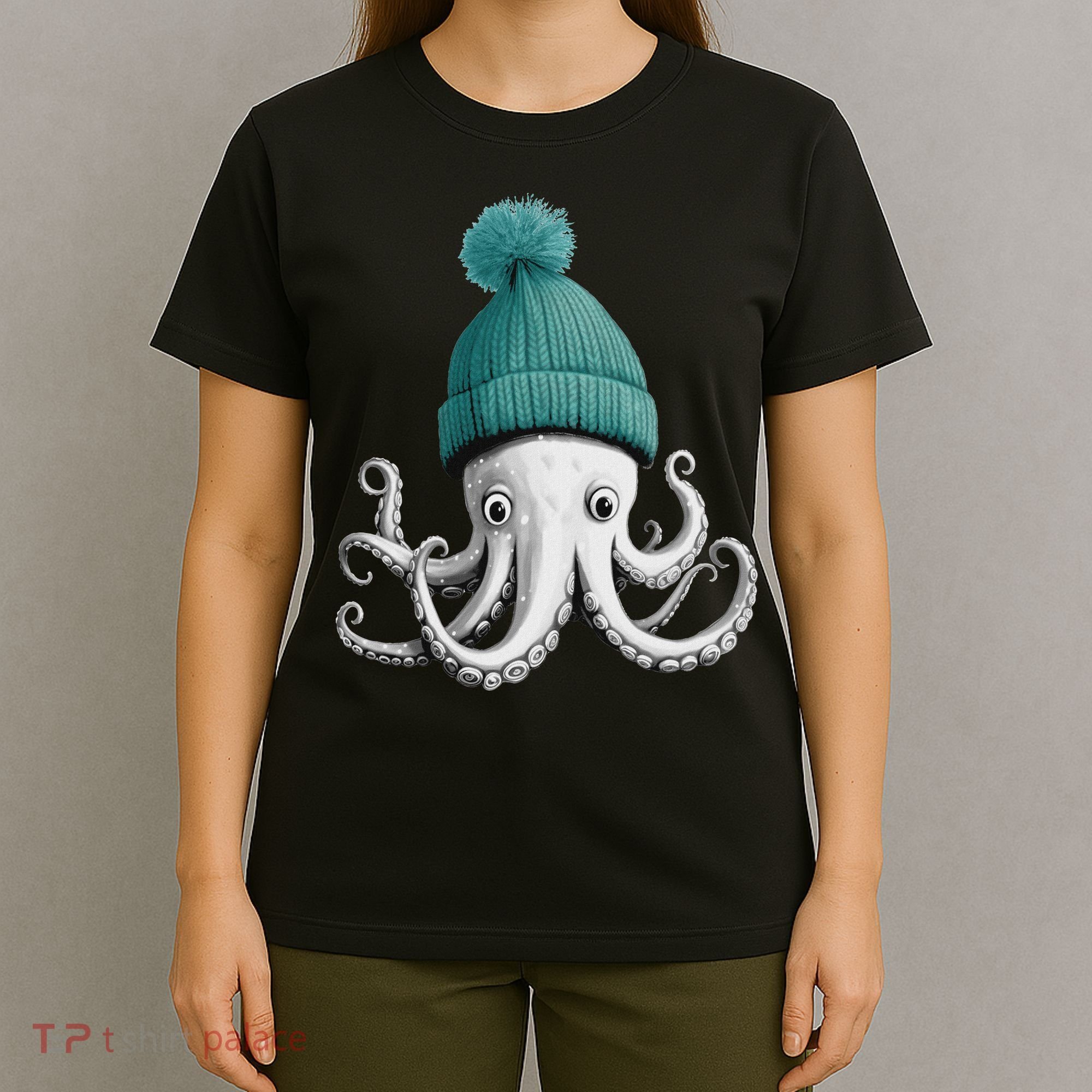 Cephalopod Octopus Lover Chilling In A Cap Novelty T-Shirt
