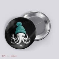 Cephalopod Octopus Lover Chilling In A Cap Novelty Button thumb 0