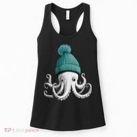Cephalopod Octopus Lover Chilling In A Cap Novelty Women's Tank Top thumb 0