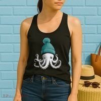 Cephalopod Octopus Lover Chilling In A Cap Novelty Women's Tank Top thumb 2