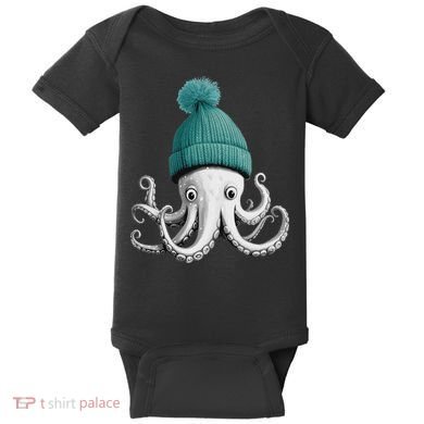 Cephalopod Octopus Lover Chilling In A Cap Novelty Baby Bodysuit