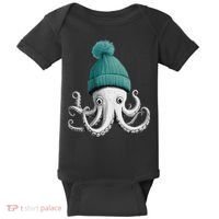 Cephalopod Octopus Lover Chilling In A Cap Novelty Baby Bodysuit thumb 0