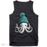 Cephalopod Octopus Lover Chilling In A Cap Novelty Tank Top thumb 0