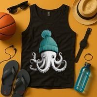 Cephalopod Octopus Lover Chilling In A Cap Novelty Tank Top thumb 4