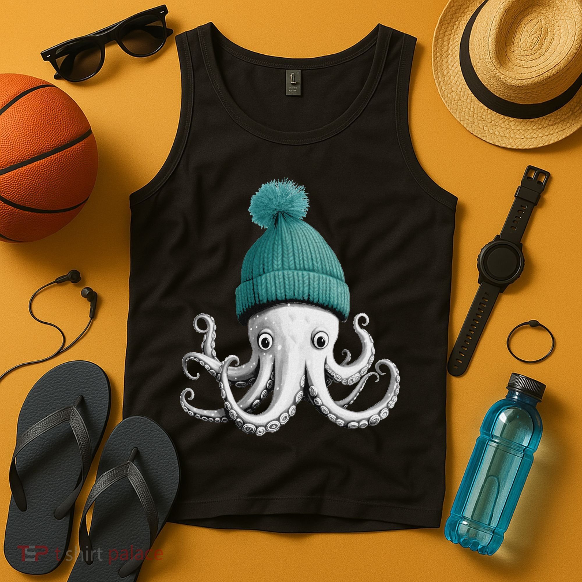 Cephalopod Octopus Lover Chilling In A Cap Novelty Tank Top