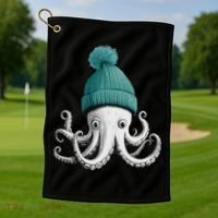 Cephalopod Octopus Lover Chilling In A Cap Novelty Golf Towel thumb 1