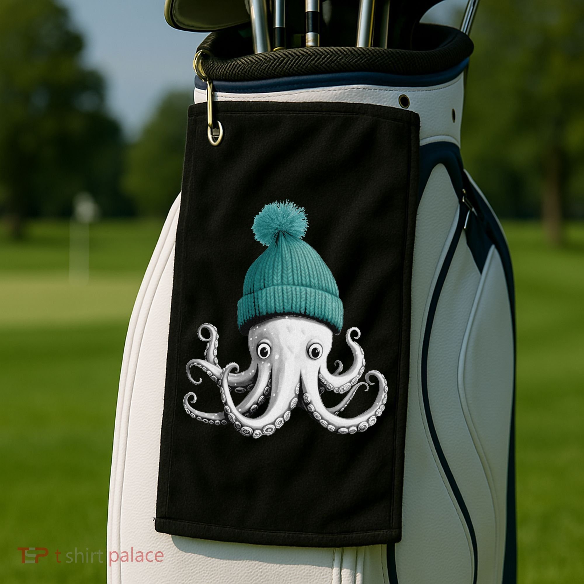 Cephalopod Octopus Lover Chilling In A Cap Novelty Golf Towel