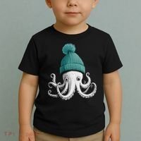Cephalopod Octopus Lover Chilling In A Cap Novelty Toddler T-Shirt thumb 2
