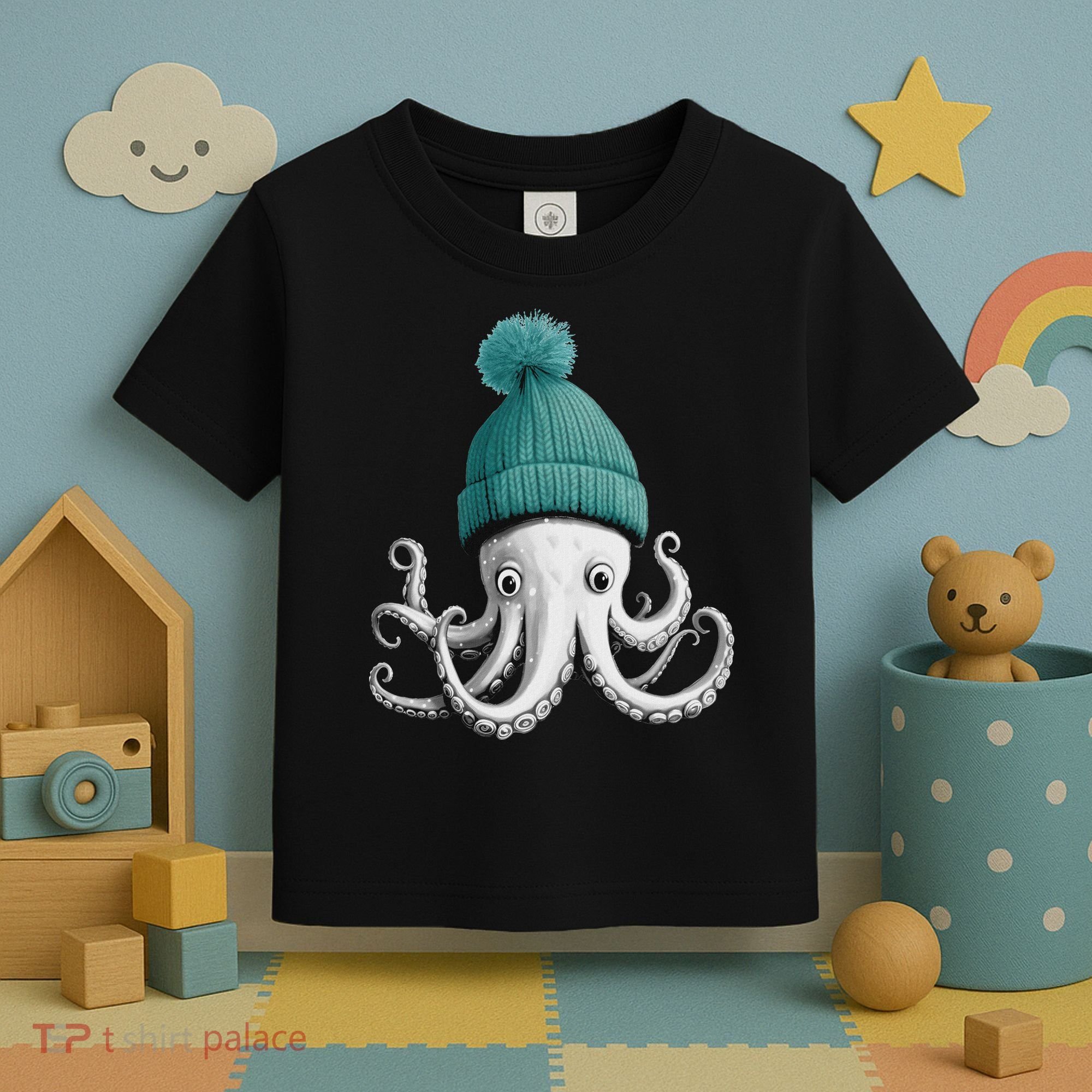 Cephalopod Octopus Lover Chilling In A Cap Novelty Toddler T-Shirt
