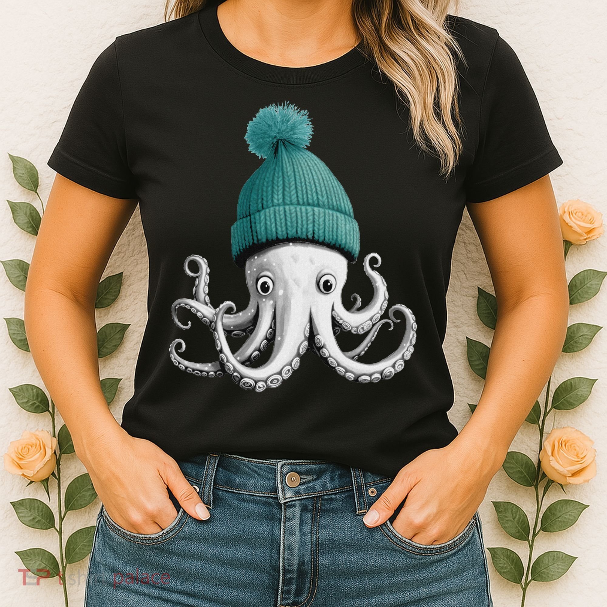 Cephalopod Octopus Lover Chilling In A Cap Novelty Women's T-Shirt