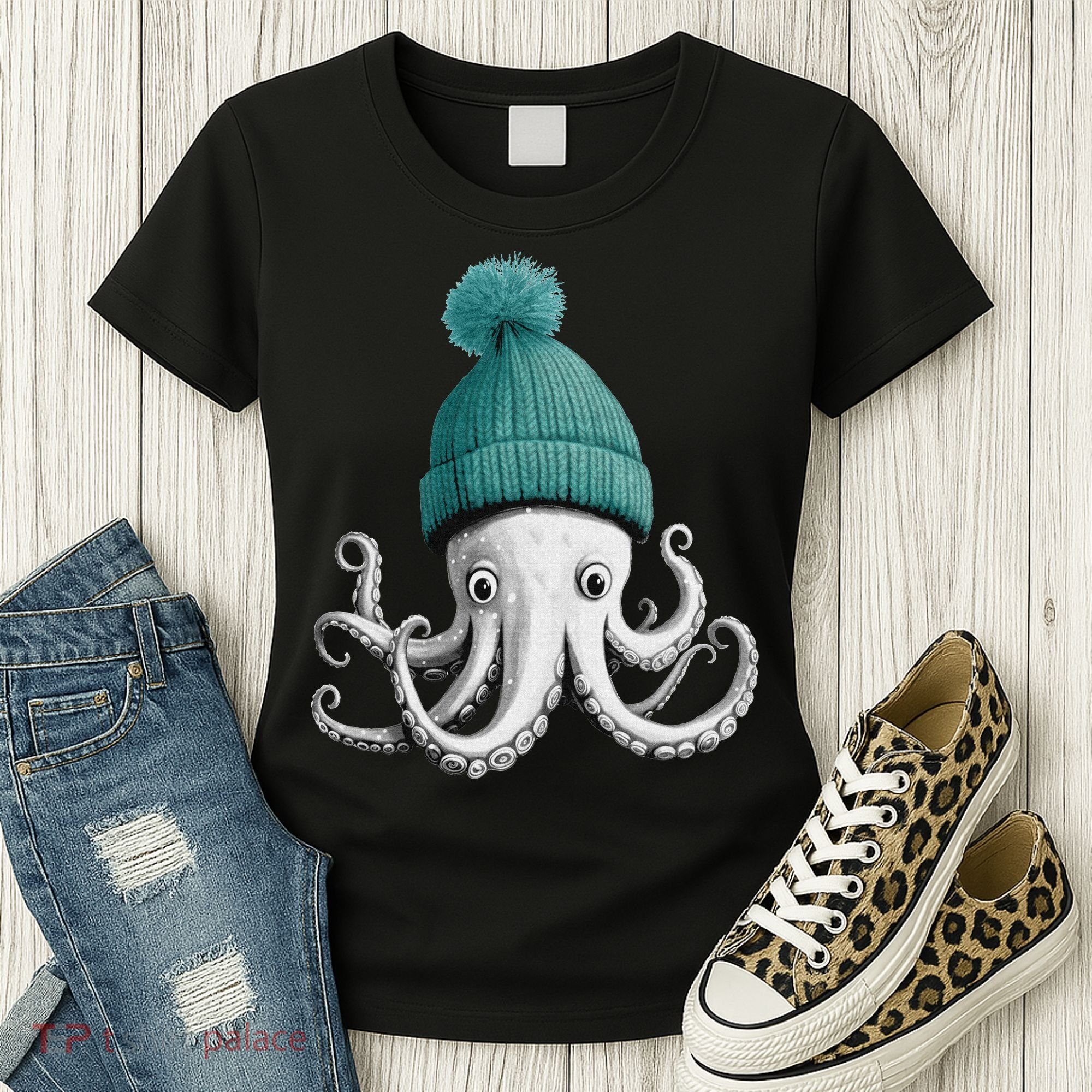 Cephalopod Octopus Lover Chilling In A Cap Novelty Women's T-Shirt