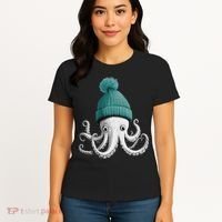 Cephalopod Octopus Lover Chilling In A Cap Novelty Women's T-Shirt thumb 4