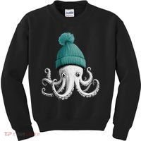 Cephalopod Octopus Lover Chilling In A Cap Novelty Kids Sweatshirt thumb 0