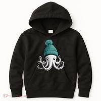Cephalopod Octopus Lover Chilling In A Cap Novelty Kids Hoodie thumb 0