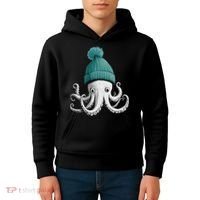 Cephalopod Octopus Lover Chilling In A Cap Novelty Kids Hoodie thumb 4