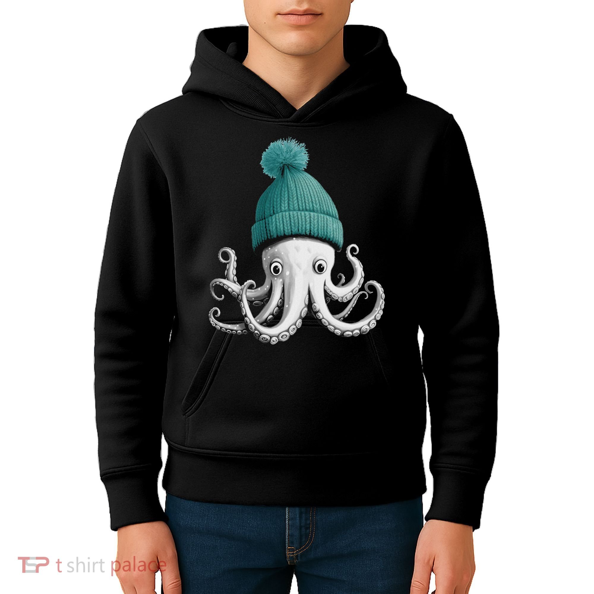 Cephalopod Octopus Lover Chilling In A Cap Novelty Kids Hoodie