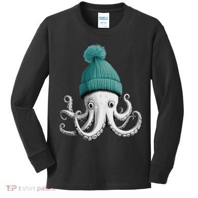 Cephalopod Octopus Lover Chilling In A Cap Novelty Kids Long Sleeve Shirt