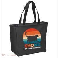 Chonk Oh Lawd He Comin Funny Fat Cat Tote Bag thumb 2