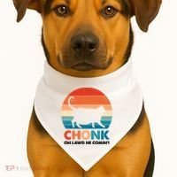 Chonk Oh Lawd He Comin Funny Fat Cat USA-Made Doggie Bandana thumb 1