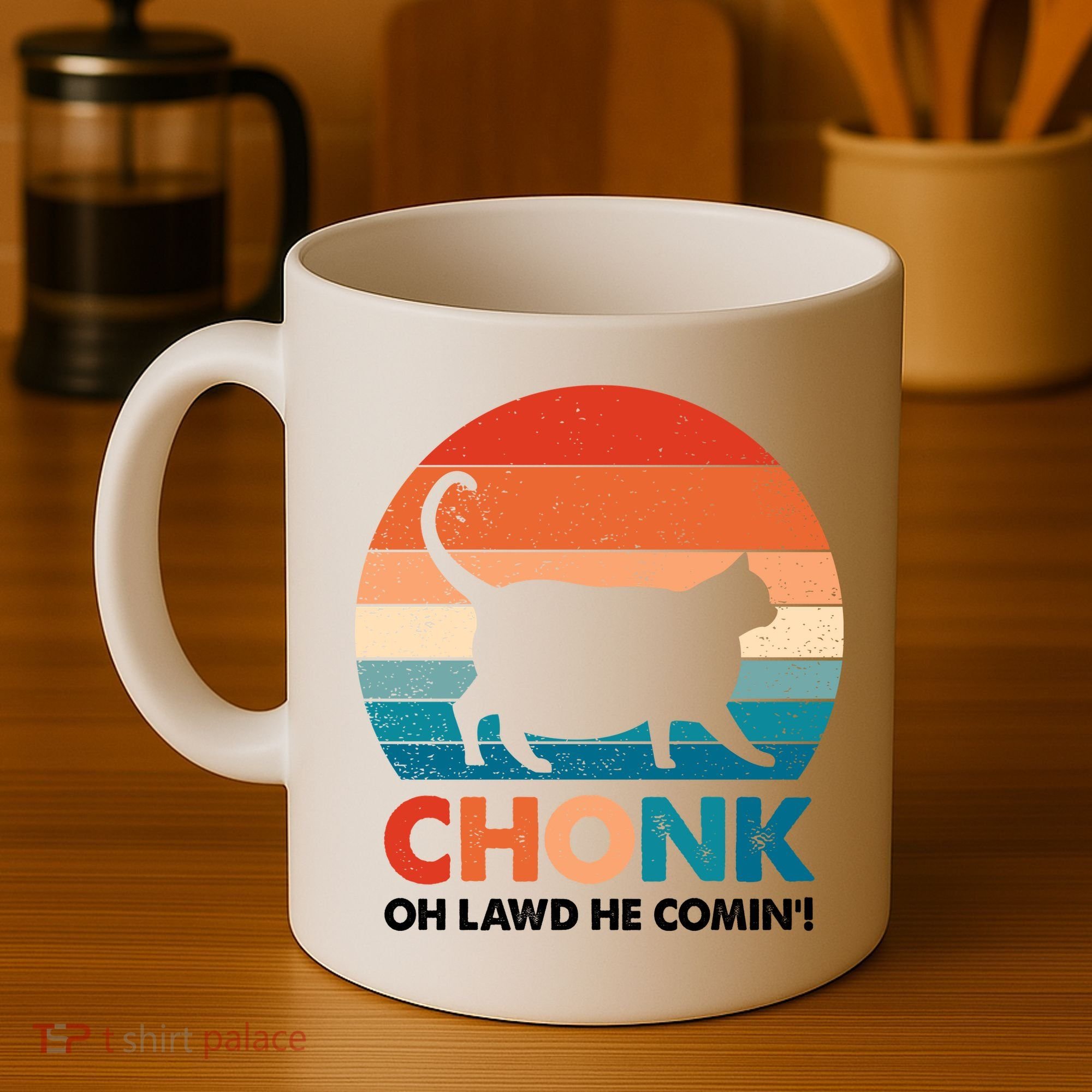 Chonk Oh Lawd He Comin Funny Fat Cat Coffee Mug