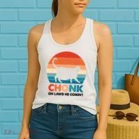 Chonk Oh Lawd He Comin Funny Fat Cat Women's Tank Top thumb 2