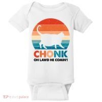 Chonk Oh Lawd He Comin Funny Fat Cat Baby Bodysuit thumb 0