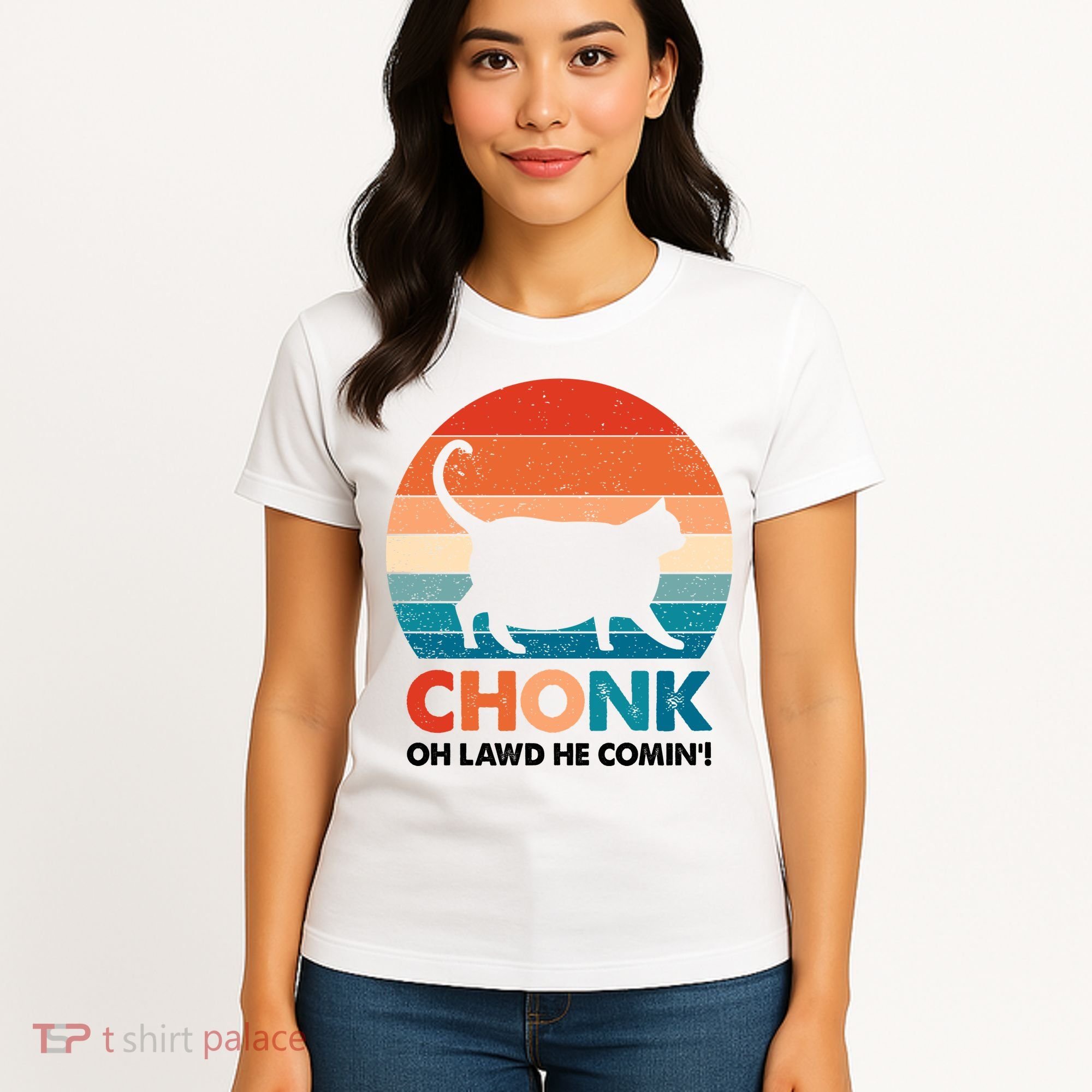 Chonk Oh Lawd He Comin Funny Fat Cat Women's T-Shirt