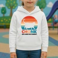Chonk Oh Lawd He Comin Funny Fat Cat Kids Hoodie thumb 3