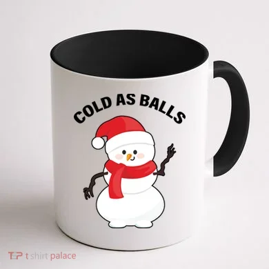 Cold As Balls Winter Snowman Coffee Mug back