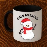 Cold As Balls Winter Snowman Coffee Mug thumb 2
