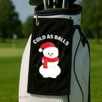 Cold As Balls Winter Snowman Golf Towel thumb 2
