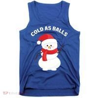 Cold As Balls Winter Snowman Tank Top thumb 0