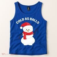 Cold As Balls Winter Snowman Tank Top thumb 2
