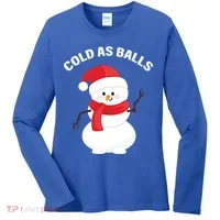 Cold As Balls Winter Snowman Women's Long Sleeve Shirt thumb 0
