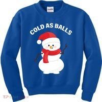 Cold As Balls Winter Snowman Kids Sweatshirt thumb 0