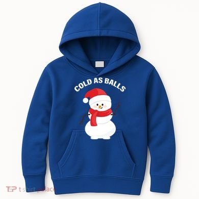 Cold As Balls Winter Snowman Kids Hoodie