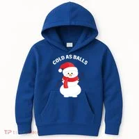 Cold As Balls Winter Snowman Kids Hoodie thumb 0