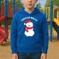 Cold As Balls Winter Snowman Kids Hoodie thumb 2