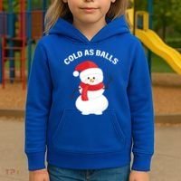 Cold As Balls Winter Snowman Kids Hoodie thumb 3