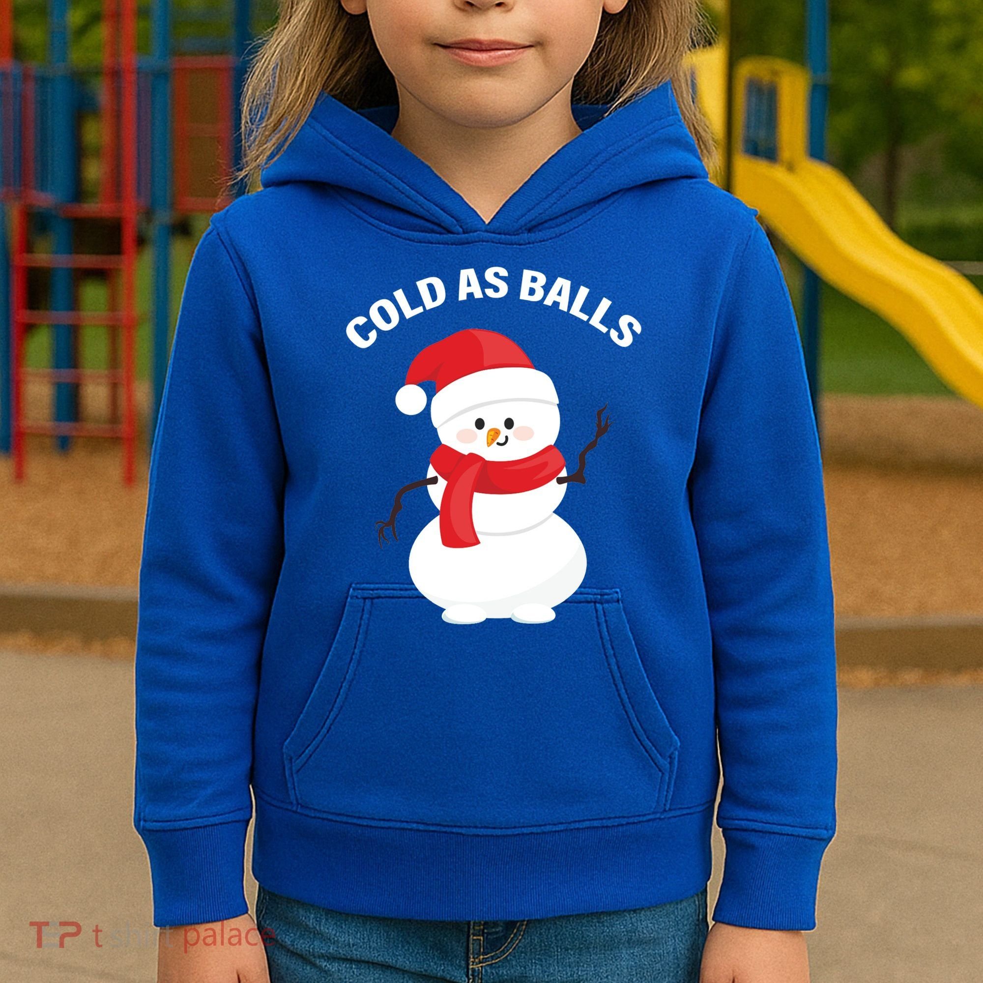 Cold As Balls Winter Snowman Kids Hoodie