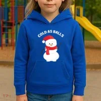 Cold As Balls Winter Snowman Kids Hoodie thumb 3