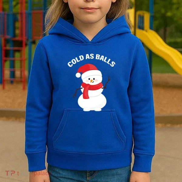 Cold As Balls Winter Snowman Kids Hoodie