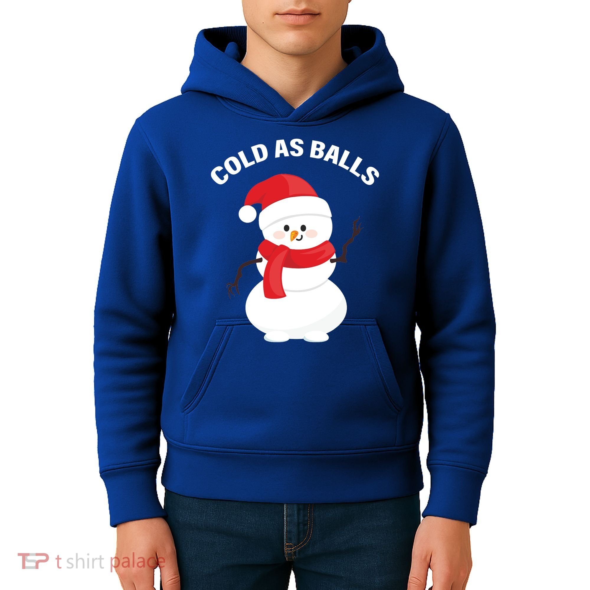 Cold As Balls Winter Snowman Kids Hoodie