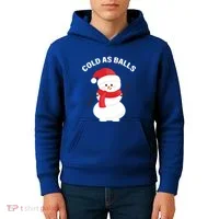 Cold As Balls Winter Snowman Kids Hoodie thumb 4