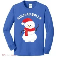 Cold As Balls Winter Snowman Kids Long Sleeve Shirt thumb 0