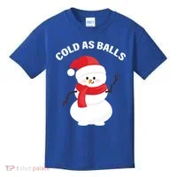Cold As Balls Winter Snowman Kids T-Shirt thumb 0